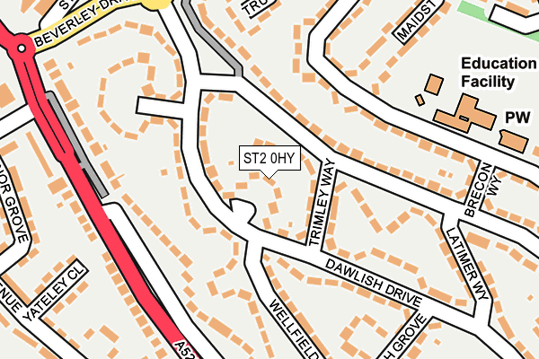ST2 0HY map - OS OpenMap – Local (Ordnance Survey)