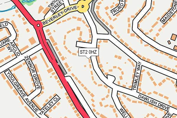 ST2 0HZ map - OS OpenMap – Local (Ordnance Survey)