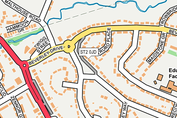 ST2 0JD map - OS OpenMap – Local (Ordnance Survey)