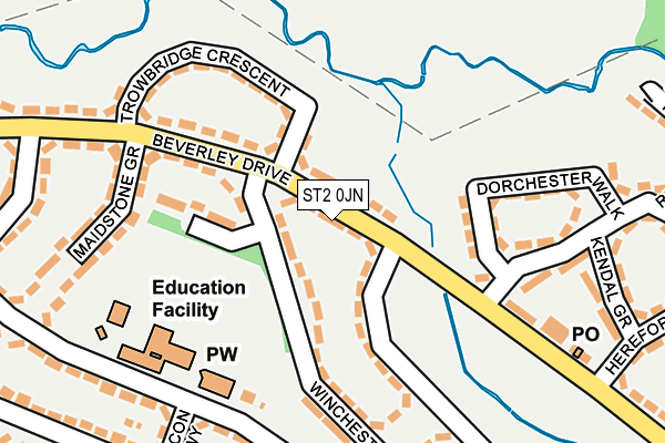 ST2 0JN map - OS OpenMap – Local (Ordnance Survey)