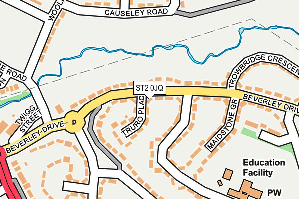 ST2 0JQ map - OS OpenMap – Local (Ordnance Survey)