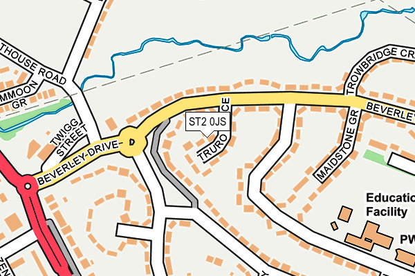 ST2 0JS map - OS OpenMap – Local (Ordnance Survey)