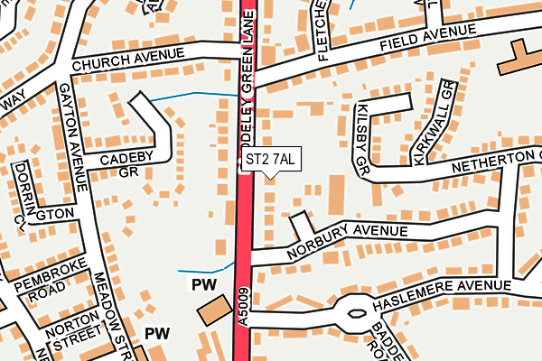 ST2 7AL map - OS OpenMap – Local (Ordnance Survey)