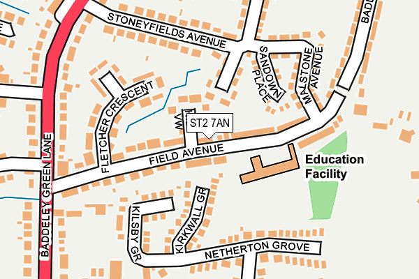 ST2 7AN map - OS OpenMap – Local (Ordnance Survey)