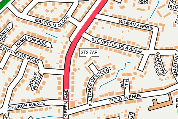 ST2 7AP map - OS OpenMap – Local (Ordnance Survey)