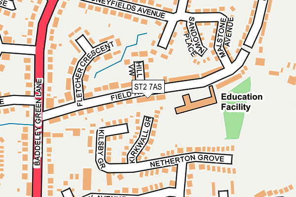 ST2 7AS map - OS OpenMap – Local (Ordnance Survey)