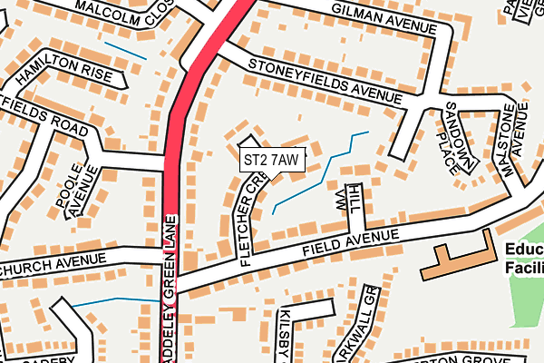 ST2 7AW map - OS OpenMap – Local (Ordnance Survey)