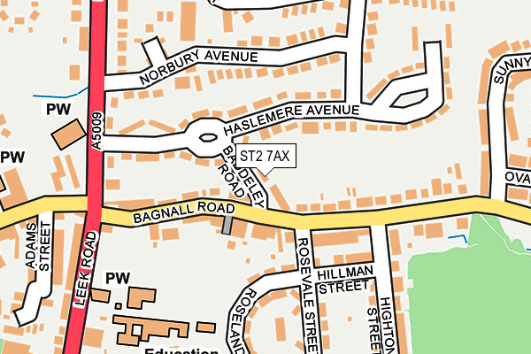 ST2 7AX map - OS OpenMap – Local (Ordnance Survey)