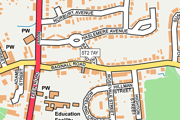 ST2 7AY map - OS OpenMap – Local (Ordnance Survey)