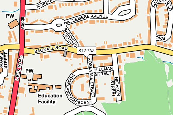 ST2 7AZ map - OS OpenMap – Local (Ordnance Survey)