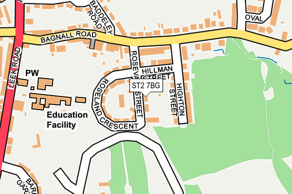 ST2 7BG map - OS OpenMap – Local (Ordnance Survey)