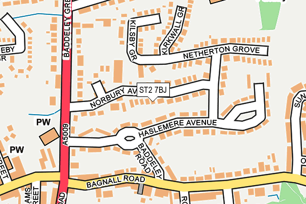 ST2 7BJ map - OS OpenMap – Local (Ordnance Survey)