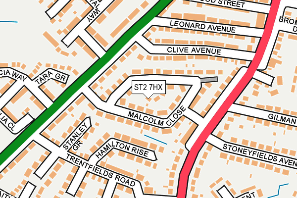 ST2 7HX map - OS OpenMap – Local (Ordnance Survey)