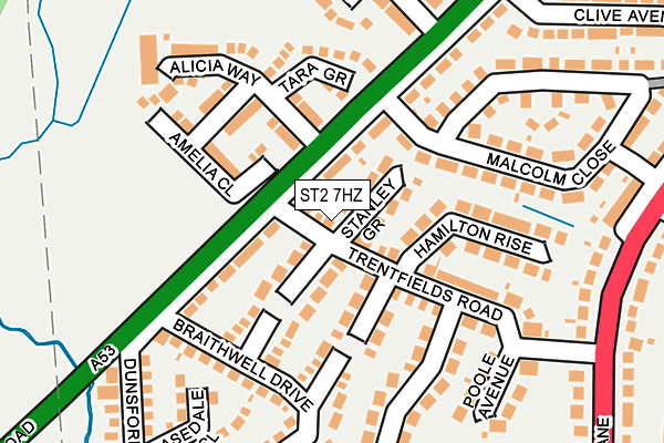 ST2 7HZ map - OS OpenMap – Local (Ordnance Survey)