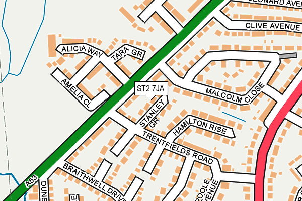 ST2 7JA map - OS OpenMap – Local (Ordnance Survey)