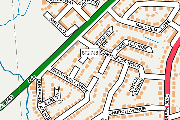 ST2 7JB map - OS OpenMap – Local (Ordnance Survey)