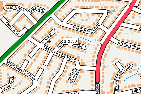 ST2 7JD map - OS OpenMap – Local (Ordnance Survey)