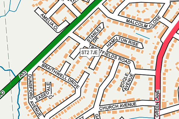 ST2 7JE map - OS OpenMap – Local (Ordnance Survey)