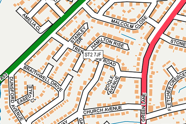 ST2 7JF map - OS OpenMap – Local (Ordnance Survey)
