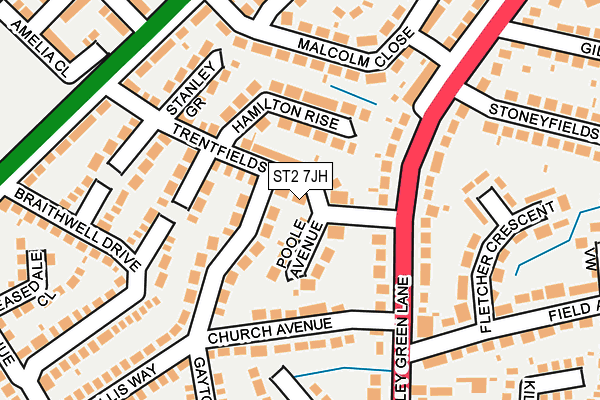 ST2 7JH map - OS OpenMap – Local (Ordnance Survey)