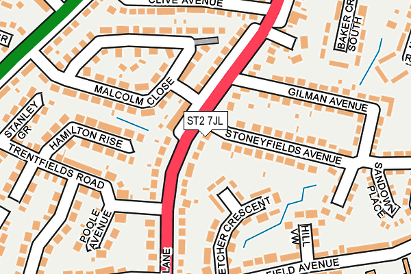 ST2 7JL map - OS OpenMap – Local (Ordnance Survey)