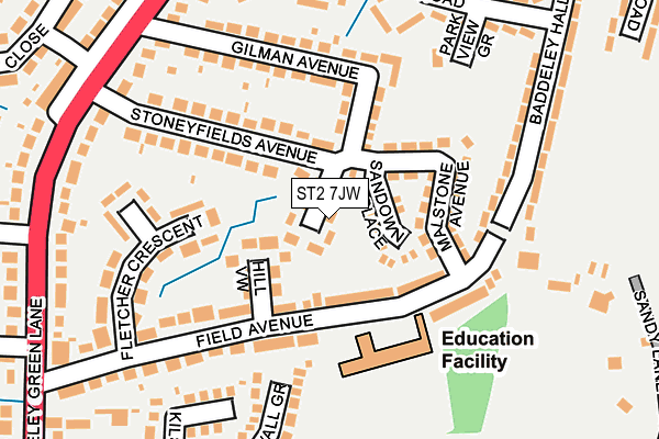 ST2 7JW map - OS OpenMap – Local (Ordnance Survey)