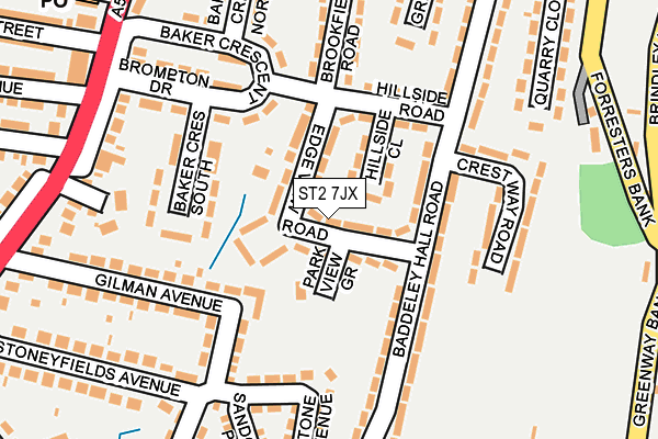 ST2 7JX map - OS OpenMap – Local (Ordnance Survey)