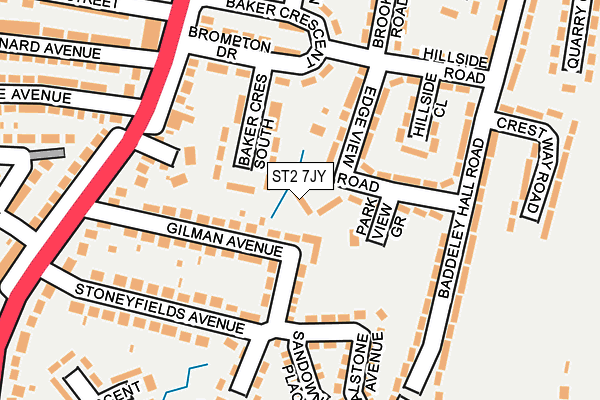 ST2 7JY map - OS OpenMap – Local (Ordnance Survey)