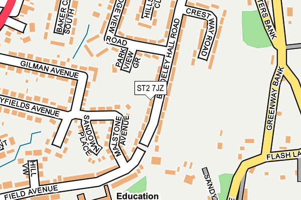 ST2 7JZ map - OS OpenMap – Local (Ordnance Survey)