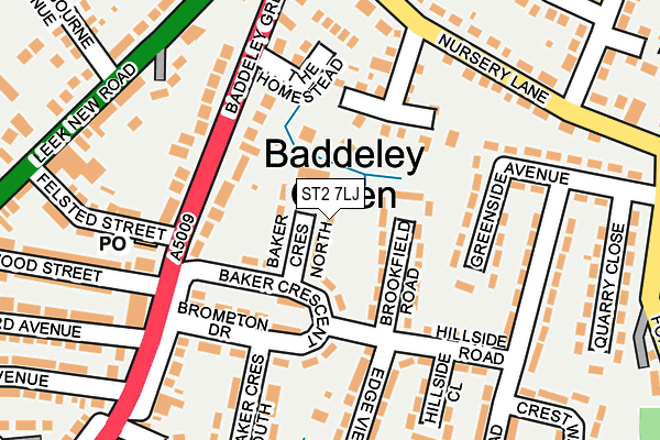 ST2 7LJ map - OS OpenMap – Local (Ordnance Survey)