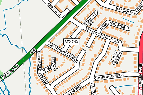 ST2 7NX map - OS OpenMap – Local (Ordnance Survey)