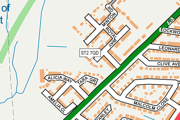 ST2 7QD map - OS OpenMap – Local (Ordnance Survey)
