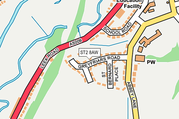 ST2 8AW map - OS OpenMap – Local (Ordnance Survey)