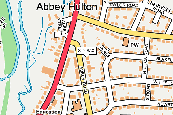 ST2 8AX map - OS OpenMap – Local (Ordnance Survey)