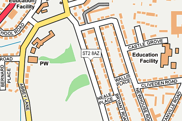 ST2 8AZ map - OS OpenMap – Local (Ordnance Survey)