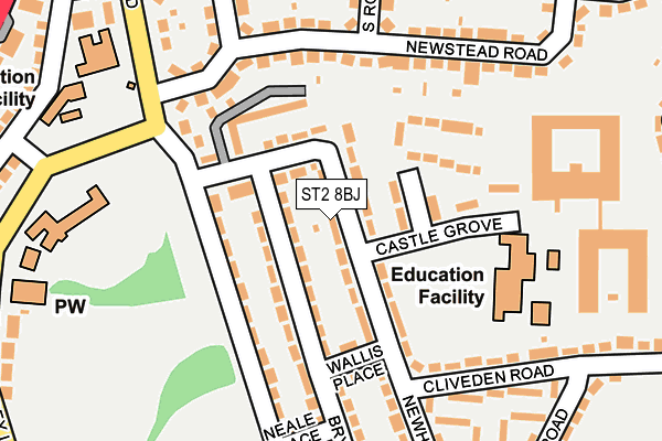 ST2 8BJ map - OS OpenMap – Local (Ordnance Survey)