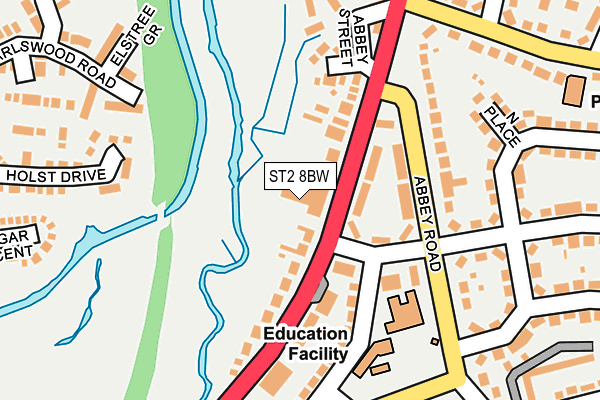 ST2 8BW map - OS OpenMap – Local (Ordnance Survey)