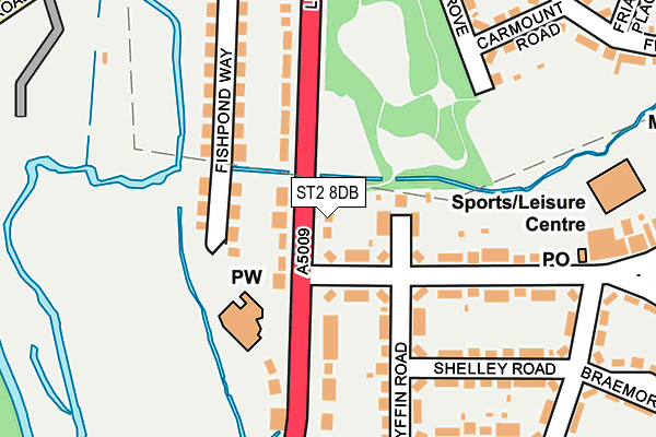 ST2 8DB map - OS OpenMap – Local (Ordnance Survey)