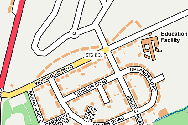 ST2 8DJ map - OS OpenMap – Local (Ordnance Survey)