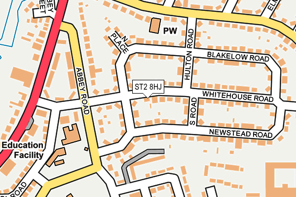 ST2 8HJ map - OS OpenMap – Local (Ordnance Survey)