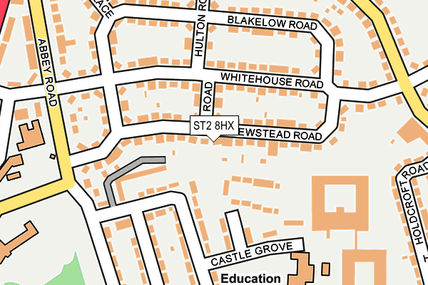 ST2 8HX map - OS OpenMap – Local (Ordnance Survey)