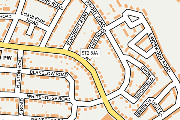 ST2 8JA map - OS OpenMap – Local (Ordnance Survey)