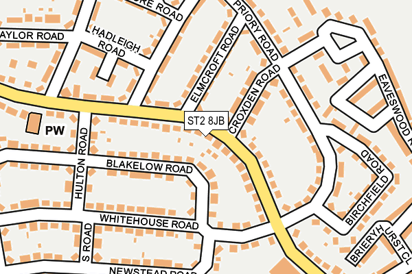 ST2 8JB map - OS OpenMap – Local (Ordnance Survey)