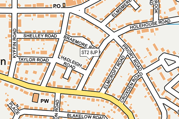 ST2 8JP map - OS OpenMap – Local (Ordnance Survey)