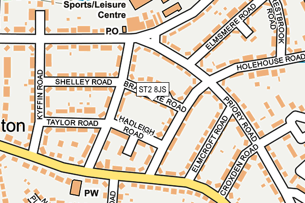 ST2 8JS map - OS OpenMap – Local (Ordnance Survey)