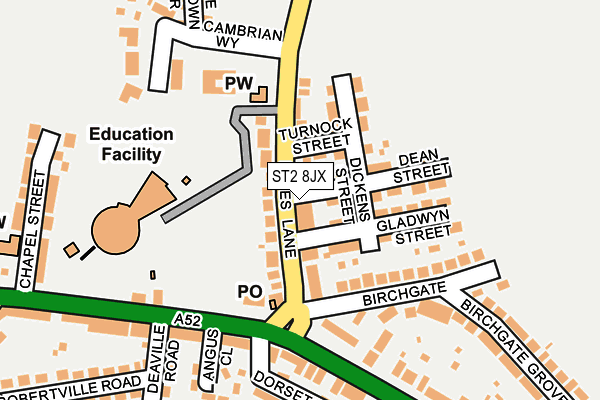 ST2 8JX map - OS OpenMap – Local (Ordnance Survey)