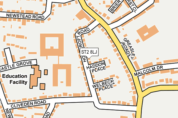 ST2 8LJ map - OS OpenMap – Local (Ordnance Survey)