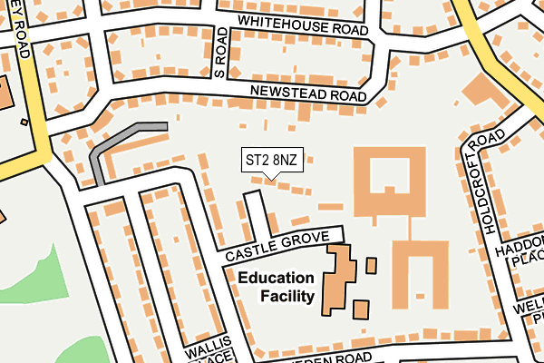 ST2 8NZ map - OS OpenMap – Local (Ordnance Survey)