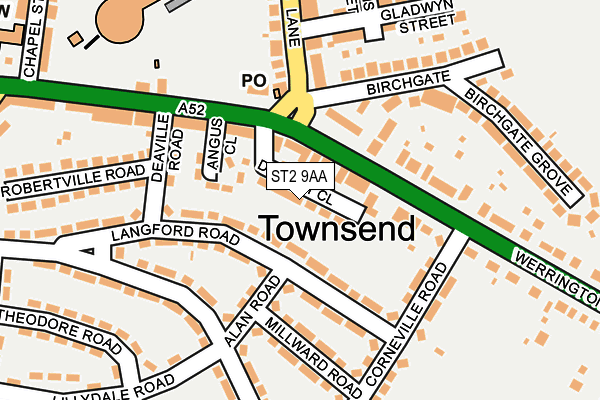 ST2 9AA map - OS OpenMap – Local (Ordnance Survey)