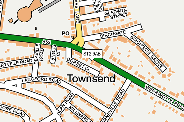 ST2 9AB map - OS OpenMap – Local (Ordnance Survey)